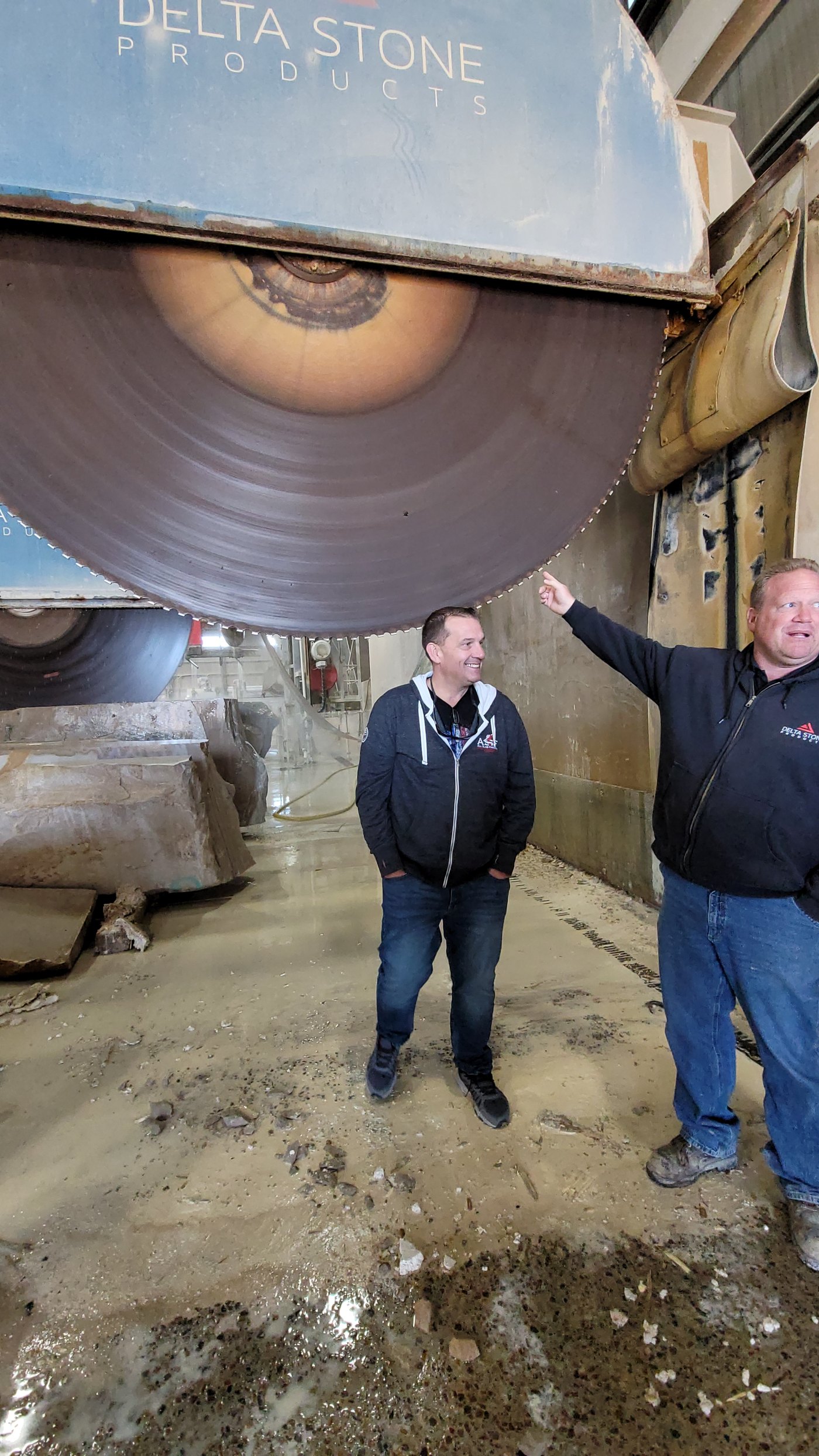 The saw line at Delta Stone Products